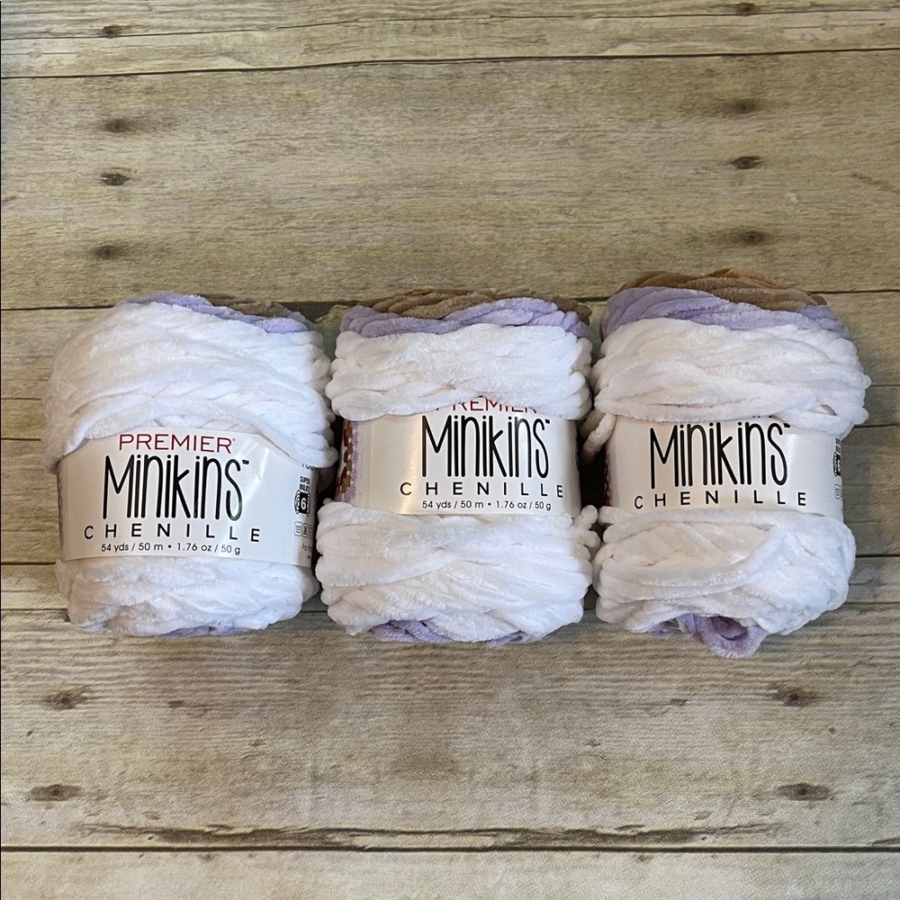 Bundle of 3 Premier Minikins Chenille Yarn 1.76 oz Each Geode Super Bulky